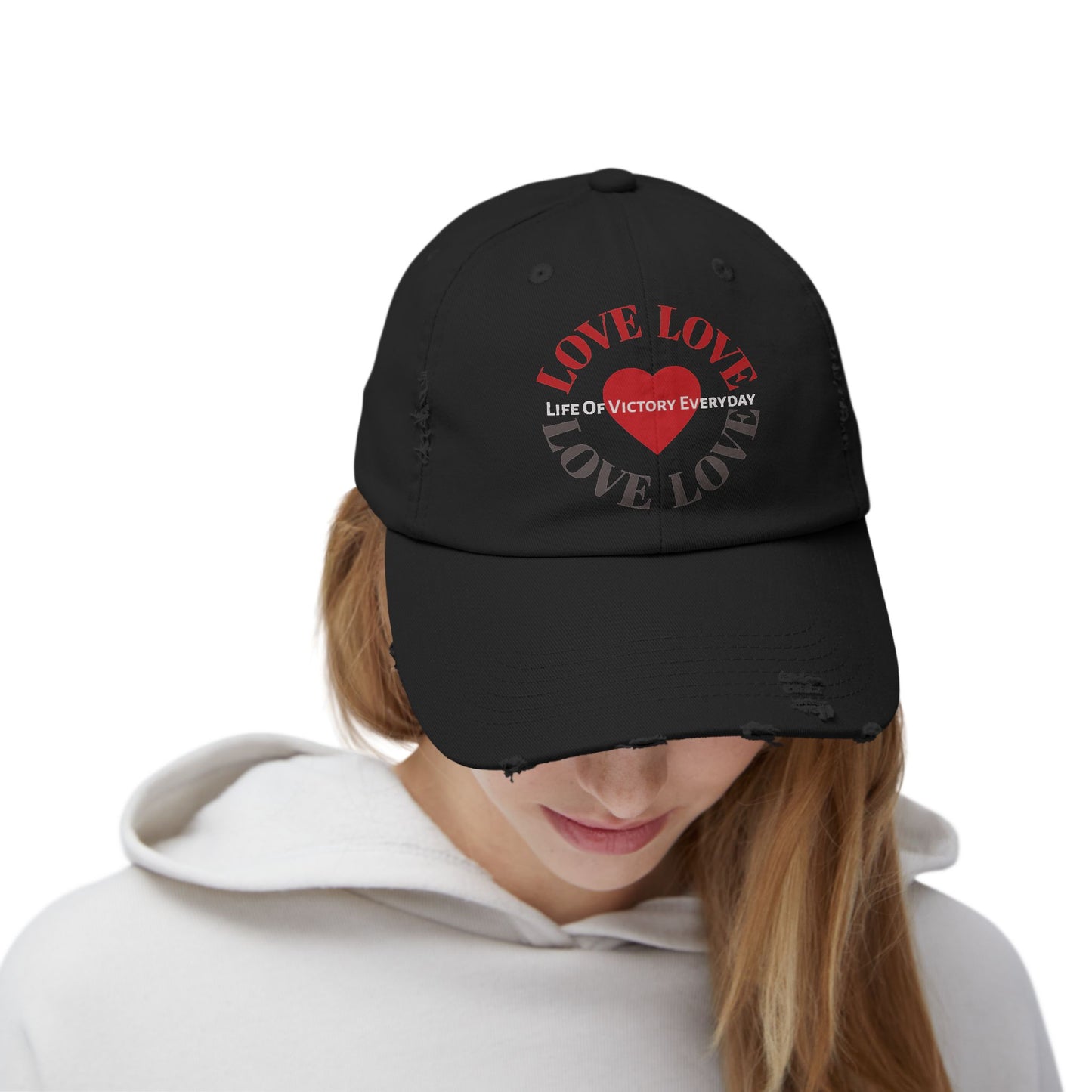 Unisex Distressed LOVE Brand Cap