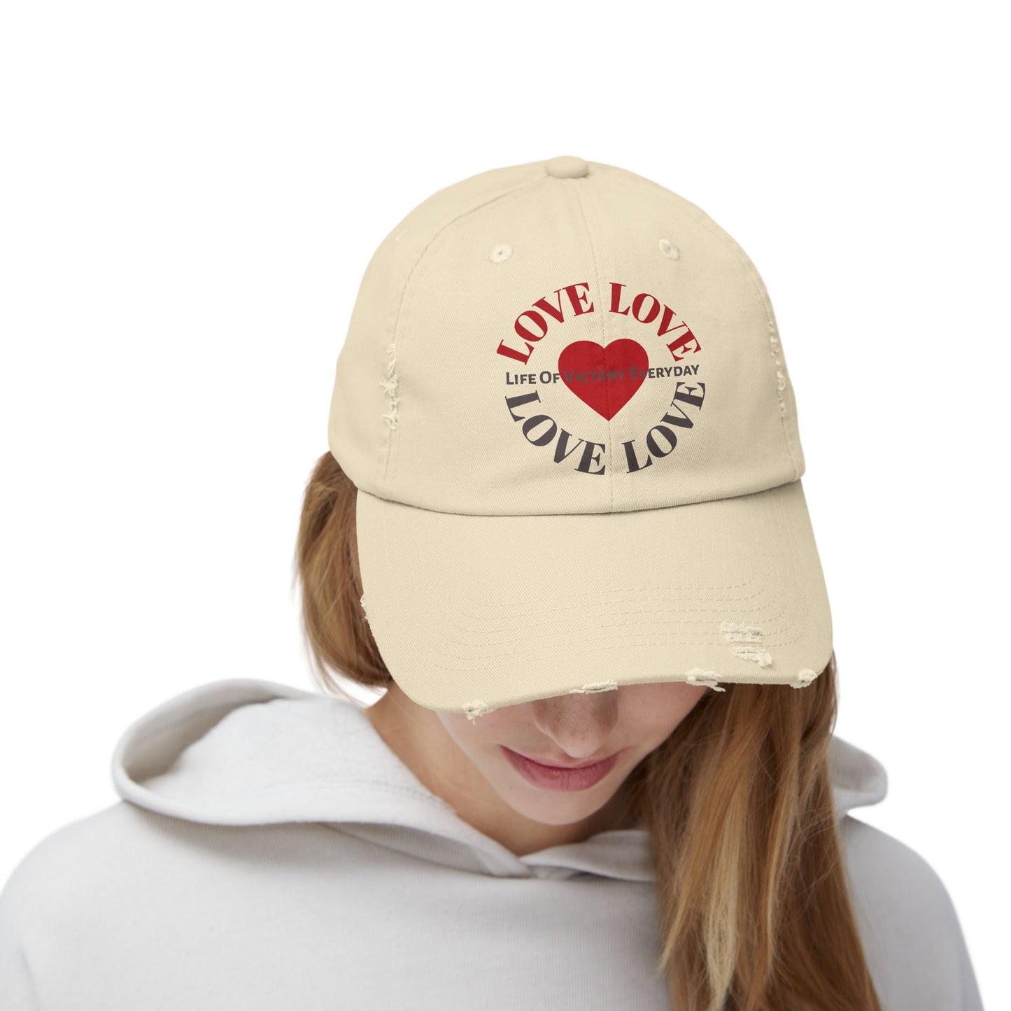 Unisex Distressed LOVE Brand Cap