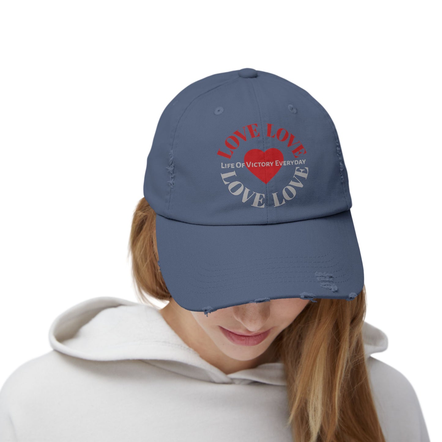 Unisex Distressed LOVE Brand Cap