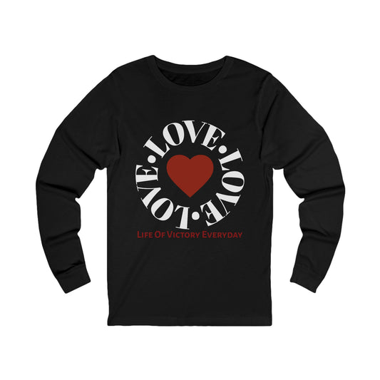 Love Victory Unisex Jersey Long Sleeve Tee - Inspirational Shirt, Gift for Him/Her, Motivational Apparel, Daily Wear, Celebration Tee