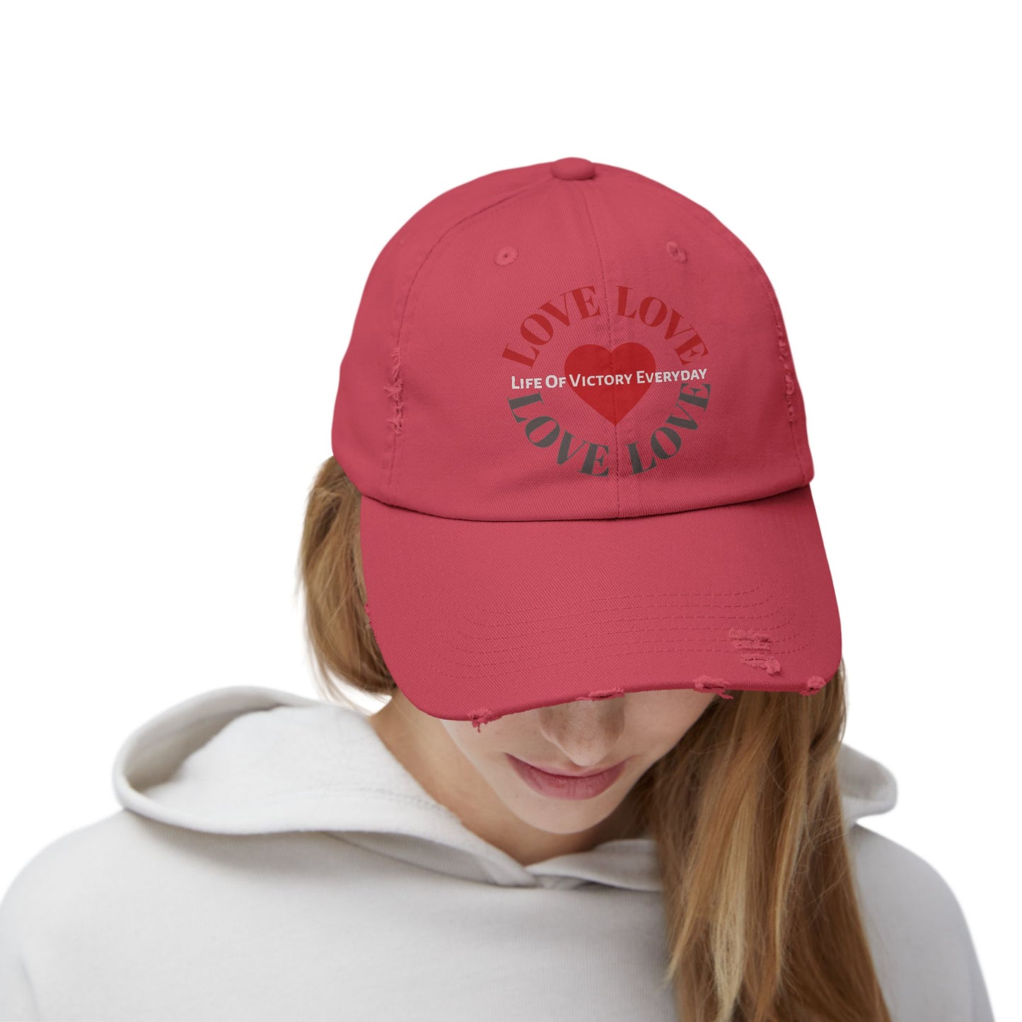 Unisex Distressed LOVE Brand Cap