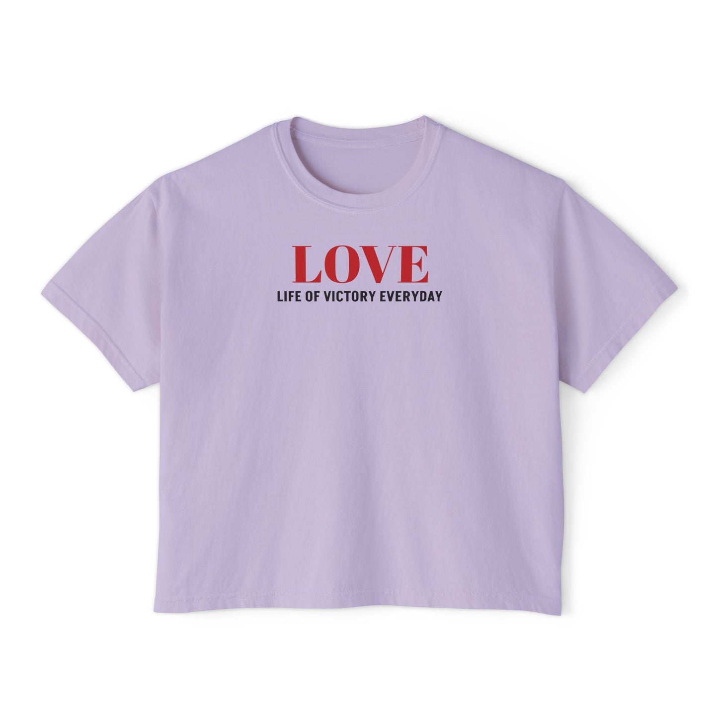 LOVE Heart Boxy Tee — "L.O.V.E. Life of Victory Everyday" Women's Crop T-Shirt