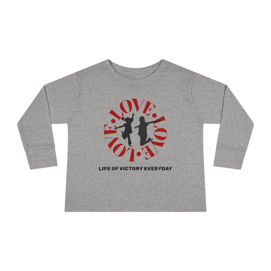 Toddler Long Sleeve Tee - Love, Life of Victory, Kids Fashion, Cute Gift, Everyday Wear, Toddler Apparel, Playtime Shirt