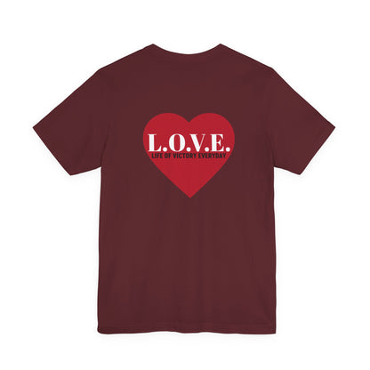 Mothers Tee — "Clothed in Love, Walking in Victory" (Proverbs 31) with L.O.V.E. Heart
