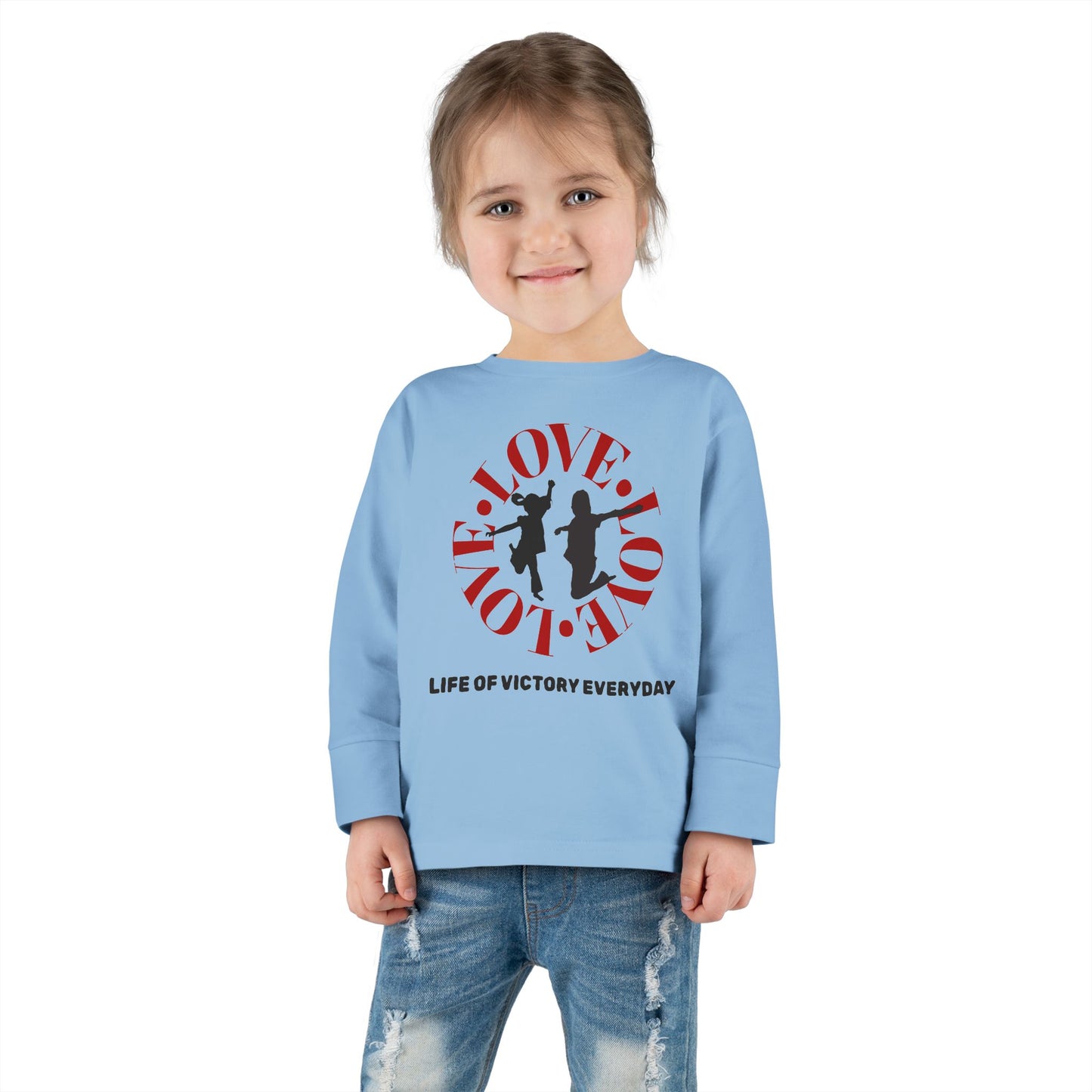 Toddler Long Sleeve Tee - Love, Life of Victory, Kids Fashion, Cute Gift, Everyday Wear, Toddler Apparel, Playtime Shirt