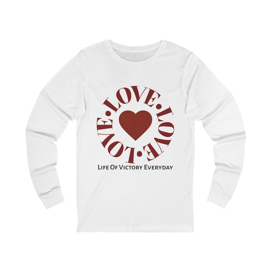 Love Victory Unisex Jersey Long Sleeve Tee - Inspirational Shirt, Gift for Him/Her, Motivational Apparel, Daily Wear, Celebration Tee