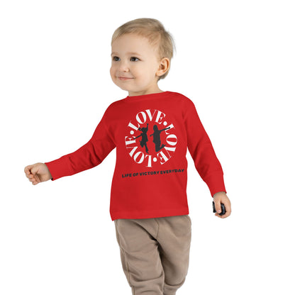 Toddler Long Sleeve Tee - Love, Life of Victory, Kids Fashion, Cute Gift, Everyday Wear, Toddler Apparel, Playtime Shirt