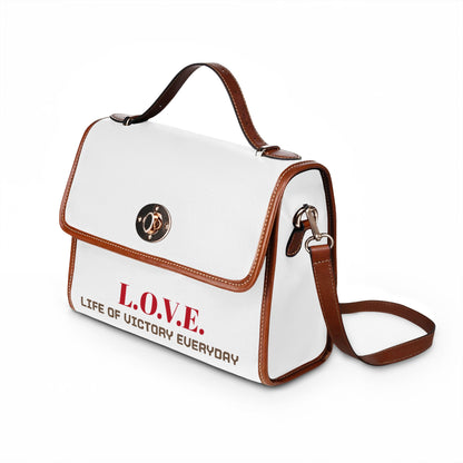 Canvas Bag — L.O.V.E. "Clothed in Love, Walking in Victory" Inspirational Waterproof Tote