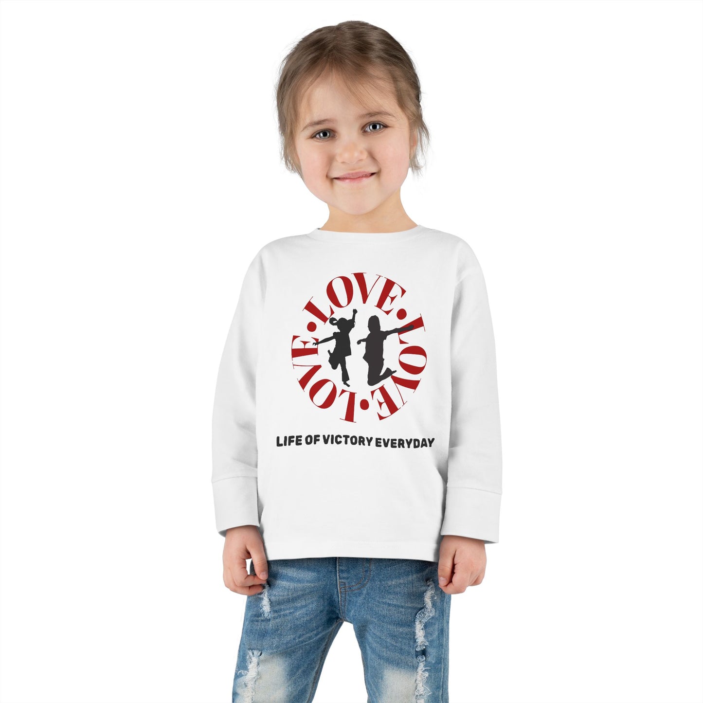 Toddler Long Sleeve Tee - Love, Life of Victory, Kids Fashion, Cute Gift, Everyday Wear, Toddler Apparel, Playtime Shirt
