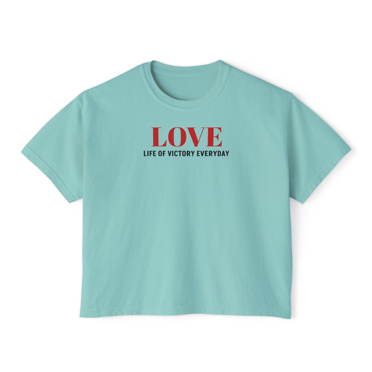 LOVE Heart Boxy Tee — "L.O.V.E. Life of Victory Everyday" Women's Crop T-Shirt