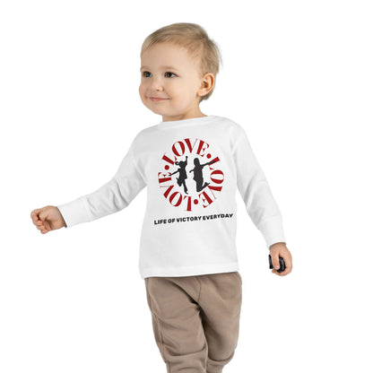 Toddler Long Sleeve Tee - Love, Life of Victory, Kids Fashion, Cute Gift, Everyday Wear, Toddler Apparel, Playtime Shirt