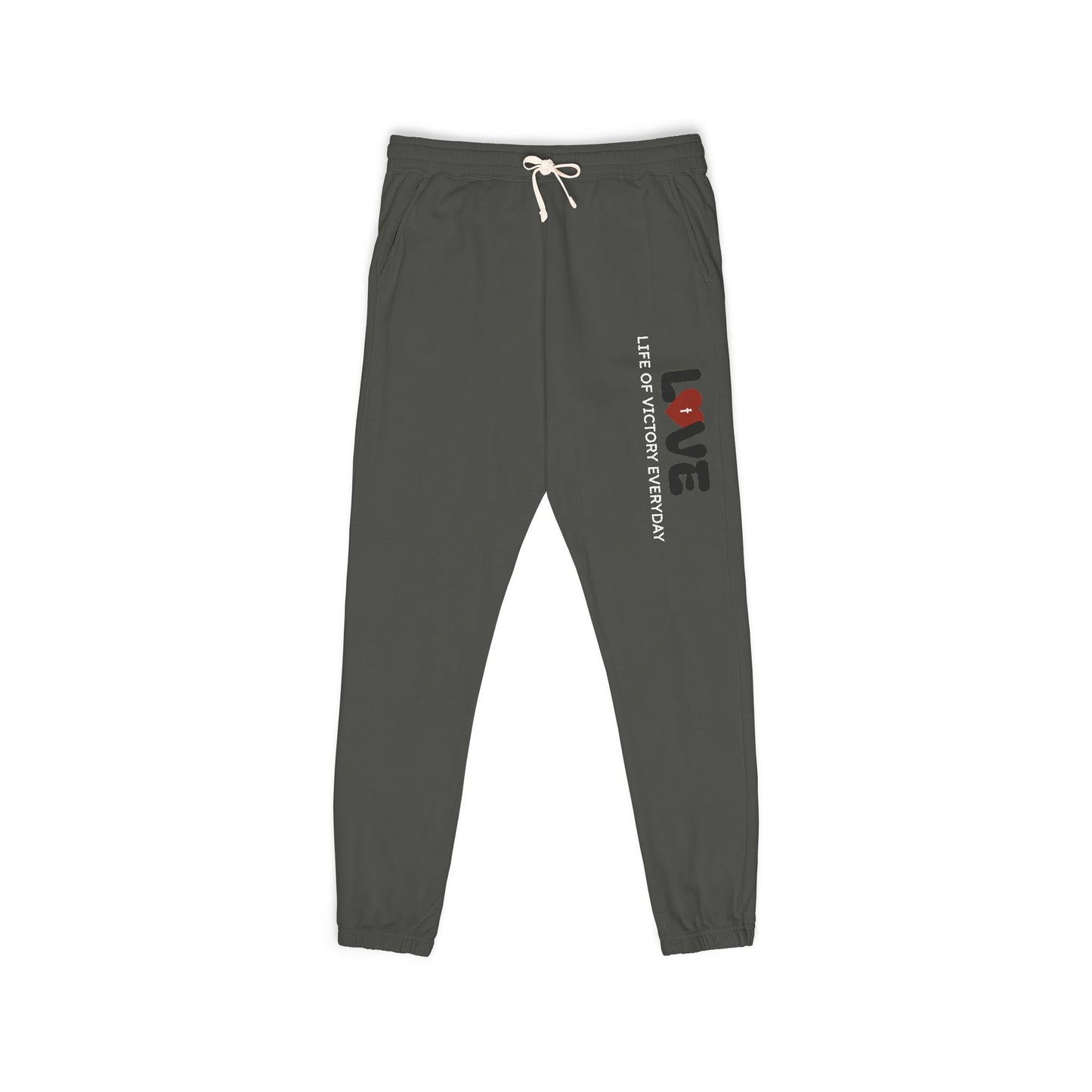 Garment-Dyed Fleece Sweatpants with 'Love' Design, Cozy Lounge Pants, Perfect Gift for Valentine's Day, Relaxed Fit Sweatpants, [...]