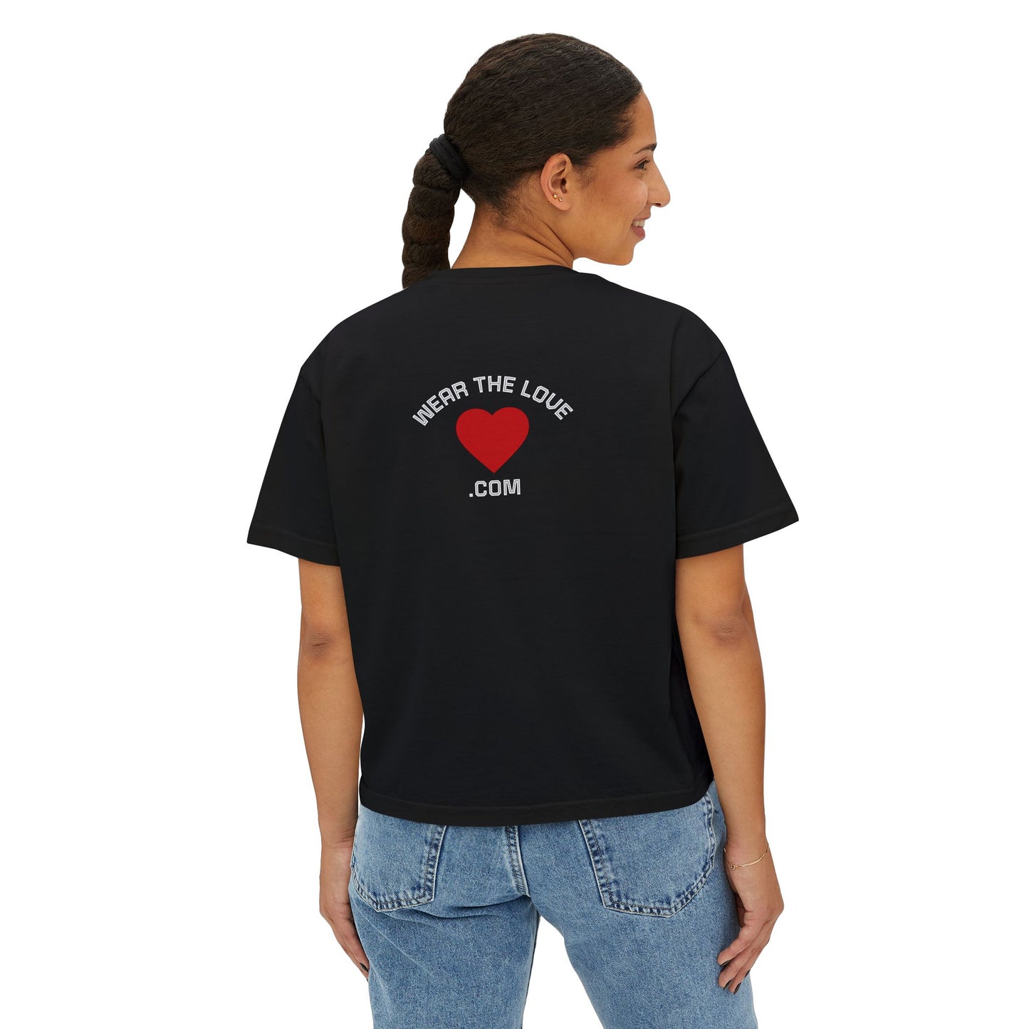 LOVE Heart Boxy Tee — "L.O.V.E. Life of Victory Everyday" Women's Crop T-Shirt
