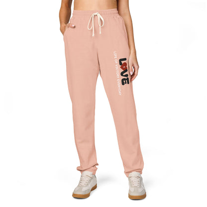 Garment-Dyed Fleece Sweatpants with 'Love' Design, Cozy Lounge Pants, Perfect Gift for Valentine's Day, Relaxed Fit Sweatpants, [...]