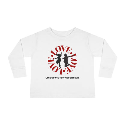 Toddler Long Sleeve Tee - Love, Life of Victory, Kids Fashion, Cute Gift, Everyday Wear, Toddler Apparel, Playtime Shirt