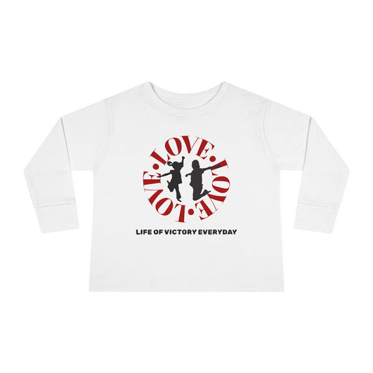 Toddler Long Sleeve Tee - Love, Life of Victory, Kids Fashion, Cute Gift, Everyday Wear, Toddler Apparel, Playtime Shirt