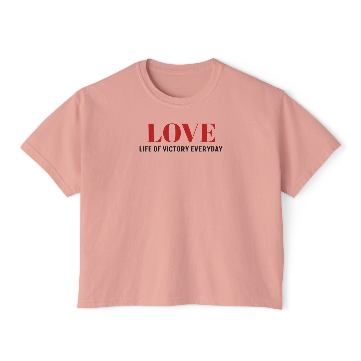 LOVE Heart Boxy Tee — "L.O.V.E. Life of Victory Everyday" Women's Crop T-Shirt