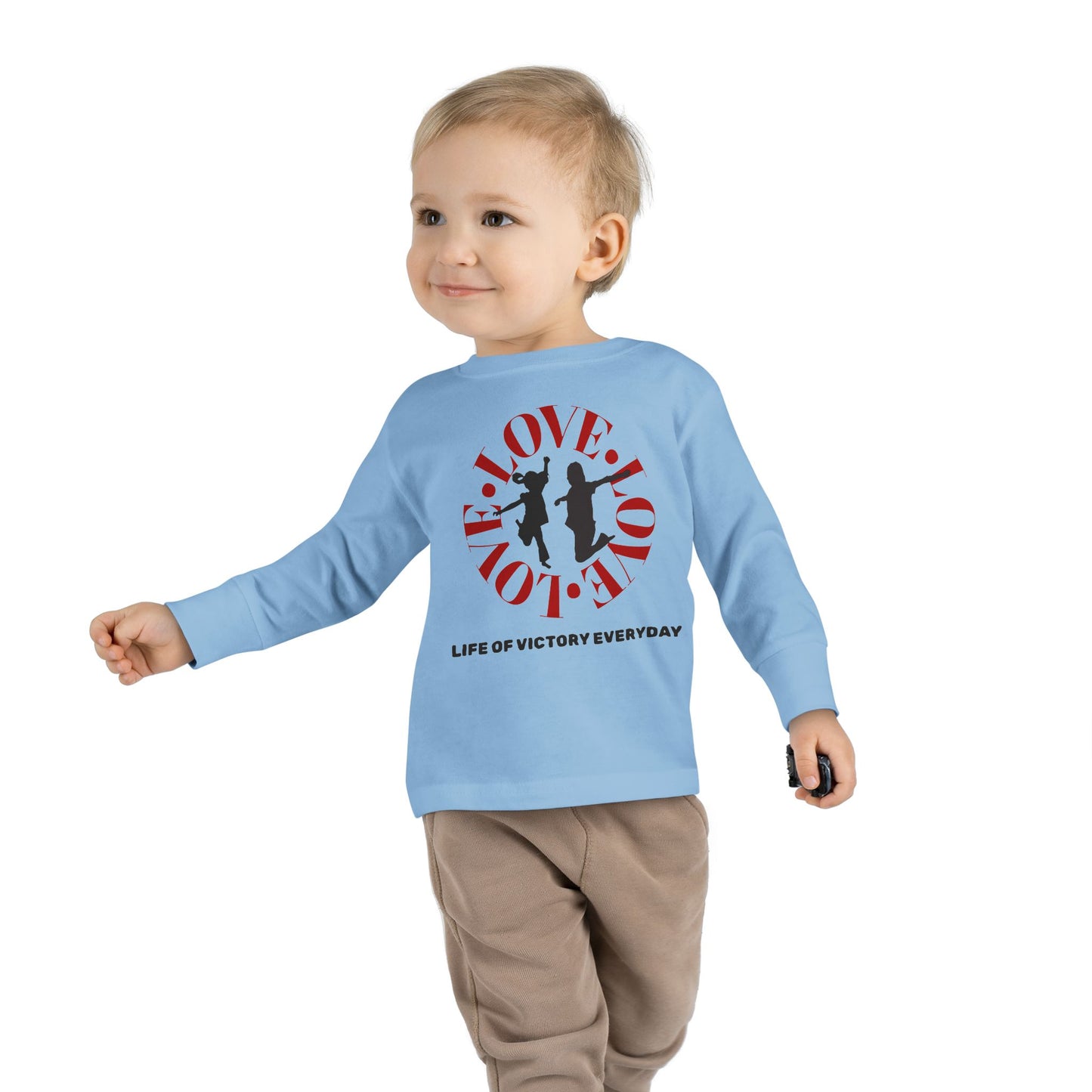 Toddler Long Sleeve Tee - Love, Life of Victory, Kids Fashion, Cute Gift, Everyday Wear, Toddler Apparel, Playtime Shirt