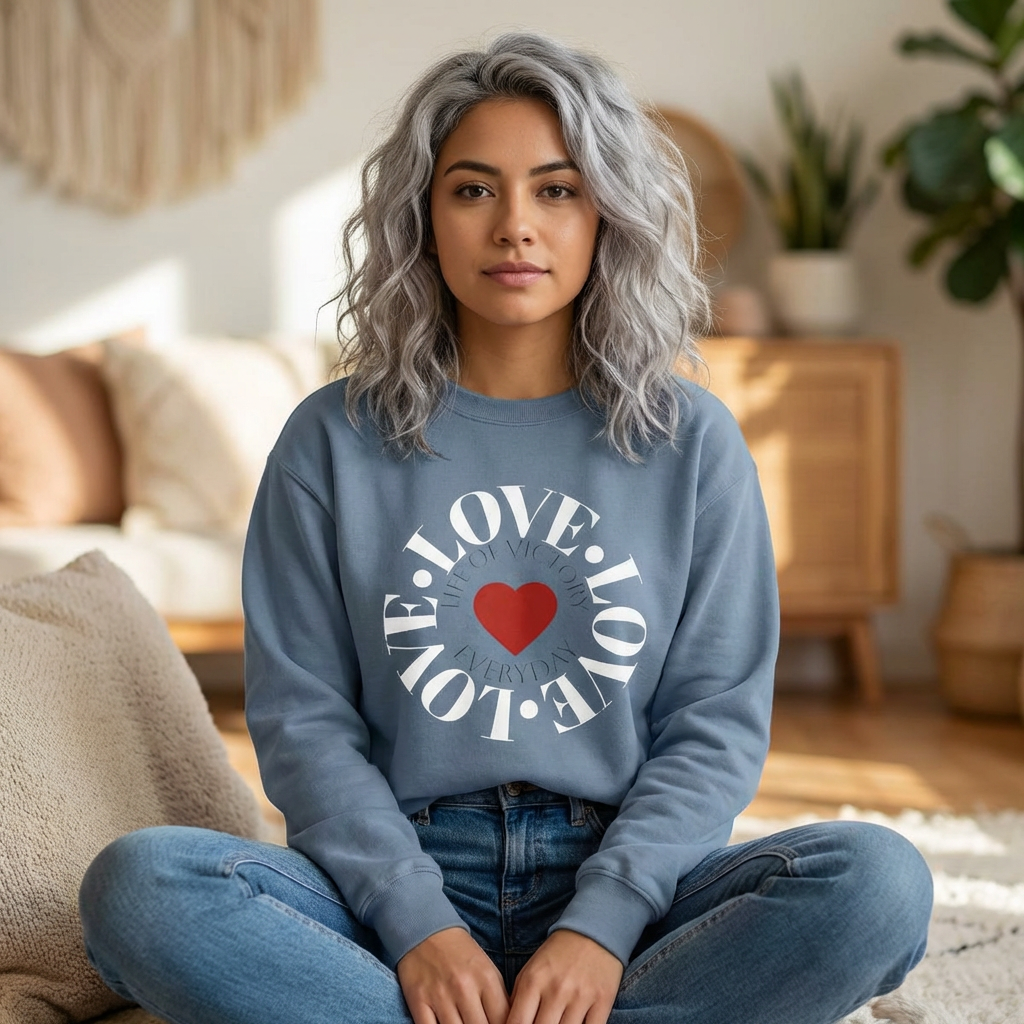 Long sleeve Love  Crewneck Lightweight Sweatshirt