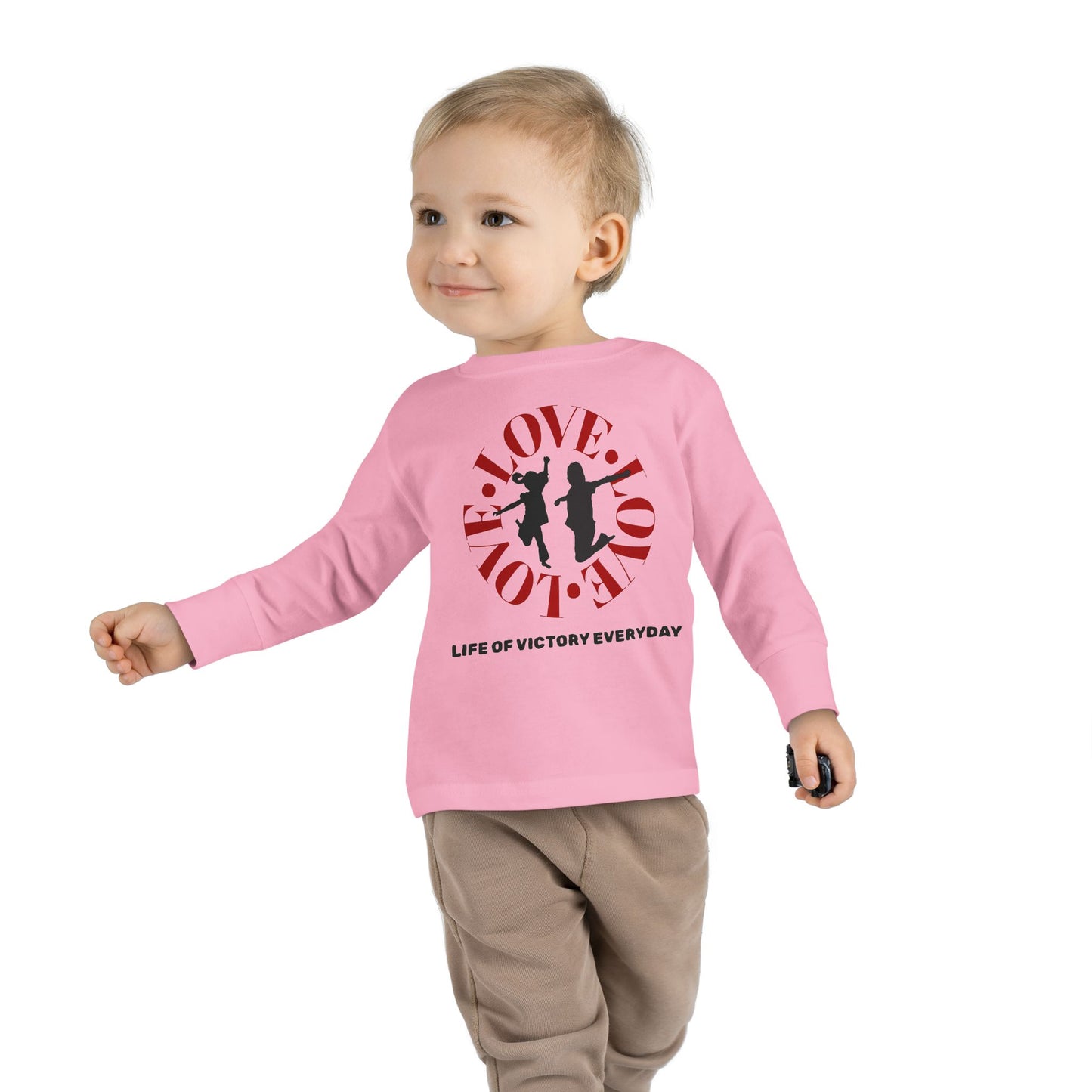 Toddler Long Sleeve Tee - Love, Life of Victory, Kids Fashion, Cute Gift, Everyday Wear, Toddler Apparel, Playtime Shirt