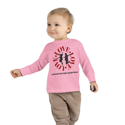 Toddler Long Sleeve Tee - Love, Life of Victory, Kids Fashion, Cute Gift, Everyday Wear, Toddler Apparel, Playtime Shirt