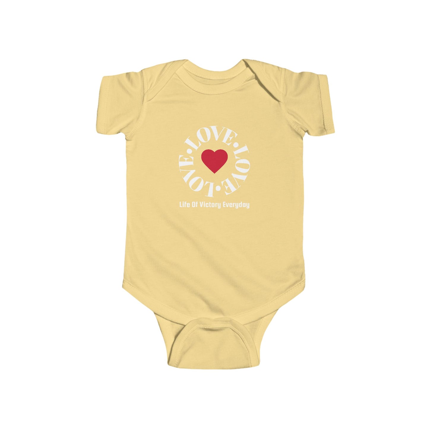 Infant Bodysuit - Blue 'LOVE' Circular Logo Long Sleeve Baby Onesie