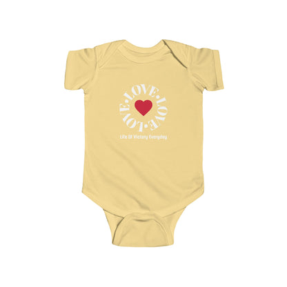 Infant Bodysuit - Blue 'LOVE' Circular Logo Long Sleeve Baby Onesie