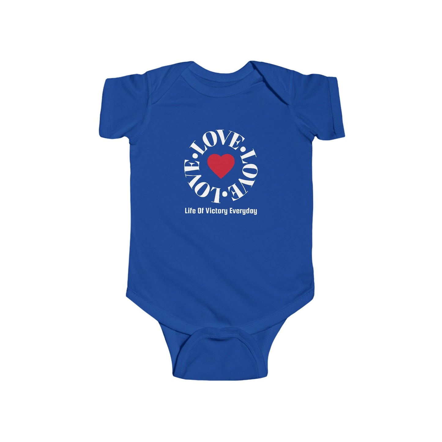 Infant Bodysuit - Blue 'LOVE' Circular Logo Long Sleeve Baby Onesie