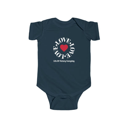 Infant Bodysuit - Blue 'LOVE' Circular Logo Long Sleeve Baby Onesie