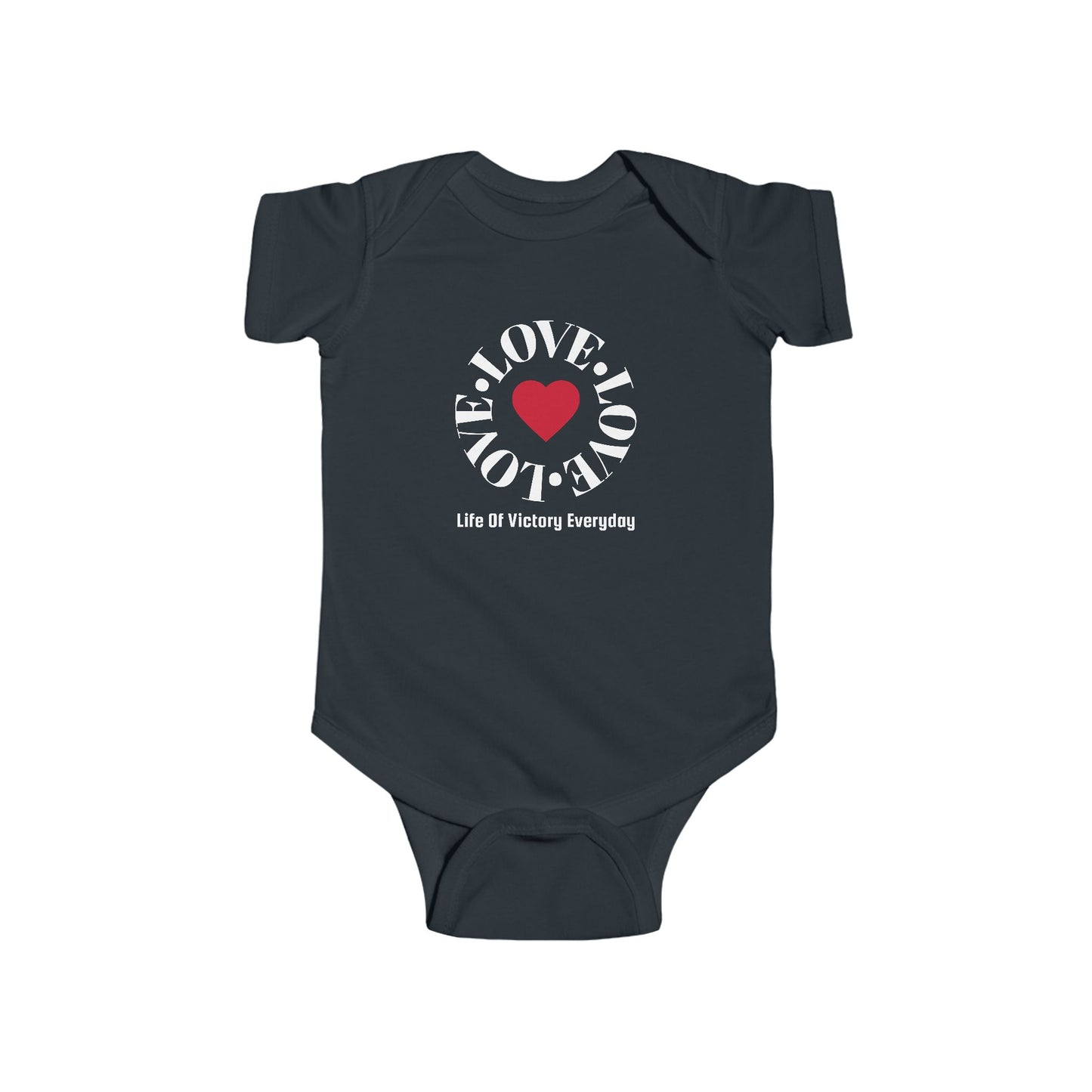 Infant Bodysuit - Blue 'LOVE' Circular Logo Long Sleeve Baby Onesie