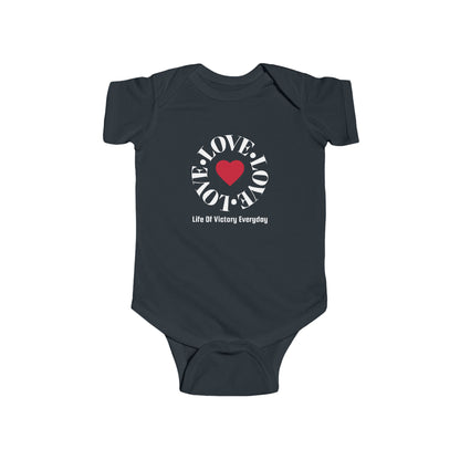 Infant Bodysuit - Blue 'LOVE' Circular Logo Long Sleeve Baby Onesie