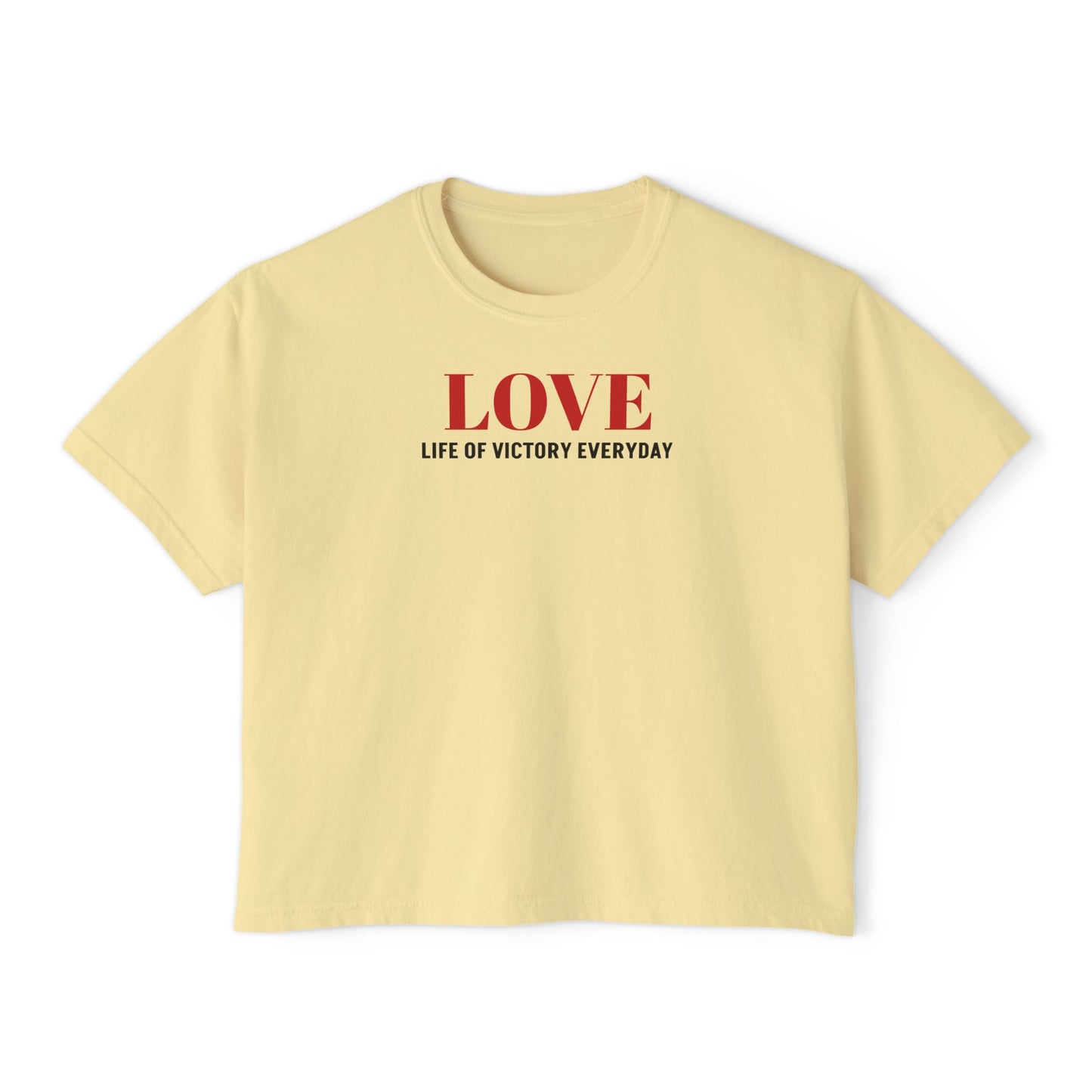 LOVE Heart Boxy Tee — "L.O.V.E. Life of Victory Everyday" Women's Crop T-Shirt
