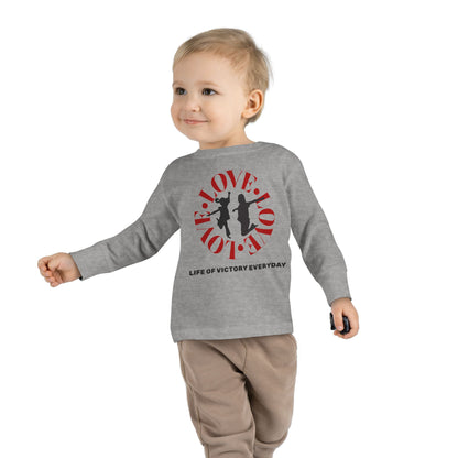 Toddler Long Sleeve Tee - Love, Life of Victory, Kids Fashion, Cute Gift, Everyday Wear, Toddler Apparel, Playtime Shirt