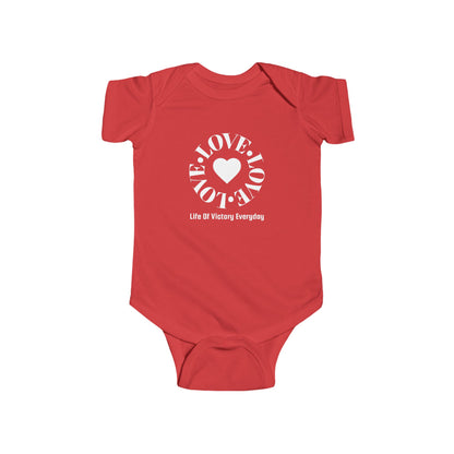 Infant Bodysuit - Blue 'LOVE' Circular Logo Long Sleeve Baby Onesie