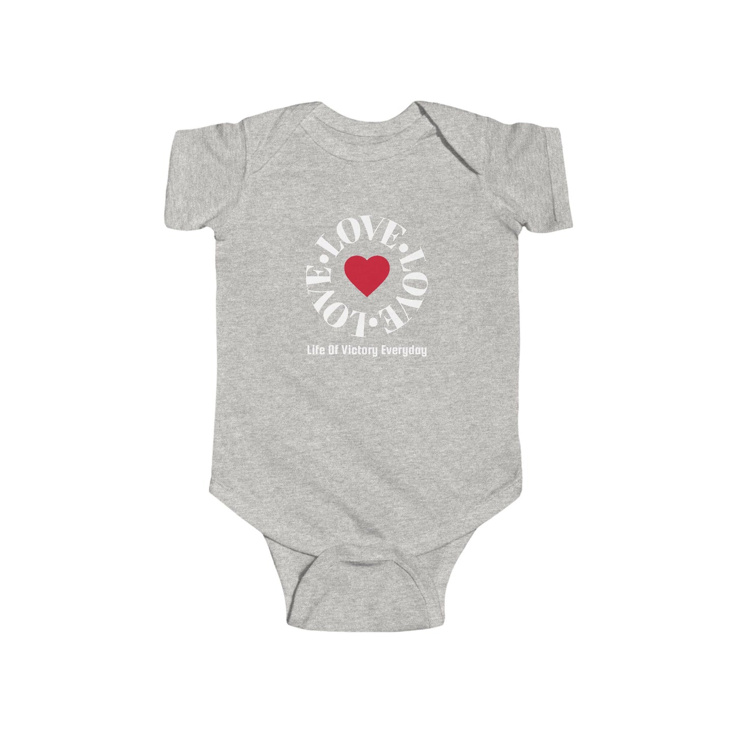 Infant Bodysuit - Blue 'LOVE' Circular Logo Long Sleeve Baby Onesie