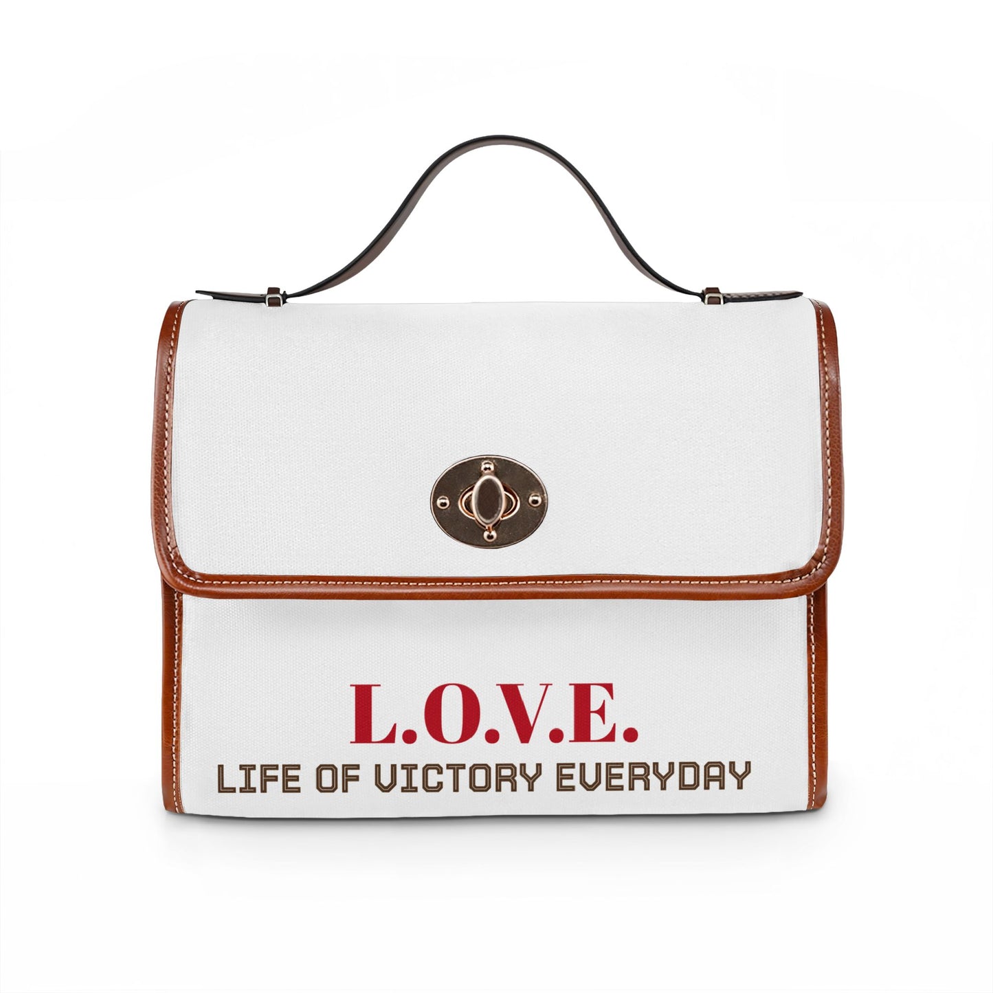 Canvas Bag — L.O.V.E. "Clothed in Love, Walking in Victory" Inspirational Waterproof Tote