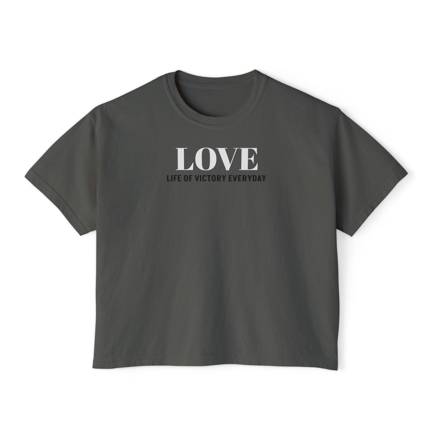 LOVE Heart Boxy Tee — "L.O.V.E. Life of Victory Everyday" Women's Crop T-Shirt