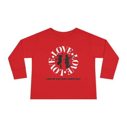 Toddler Long Sleeve Tee - Love, Life of Victory, Kids Fashion, Cute Gift, Everyday Wear, Toddler Apparel, Playtime Shirt
