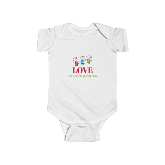 Infant Bodysuit - 'LOVE' Circular Logo Long Sleeve Baby Onesie