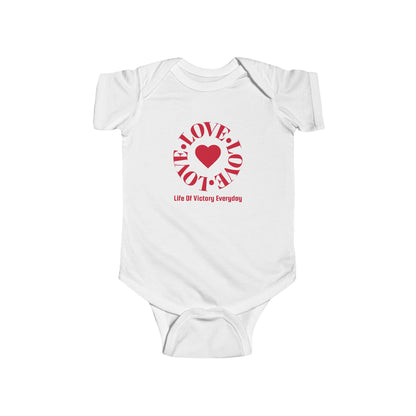 Infant Bodysuit - Blue 'LOVE' Circular Logo Long Sleeve Baby Onesie