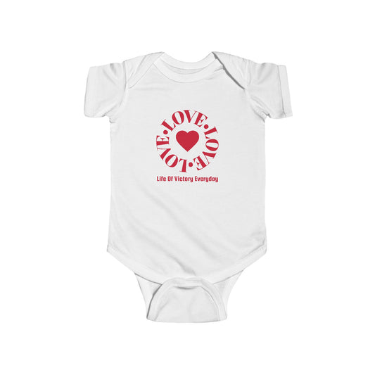 Infant Bodysuit - Blue 'LOVE' Circular Logo Long Sleeve Baby Onesie