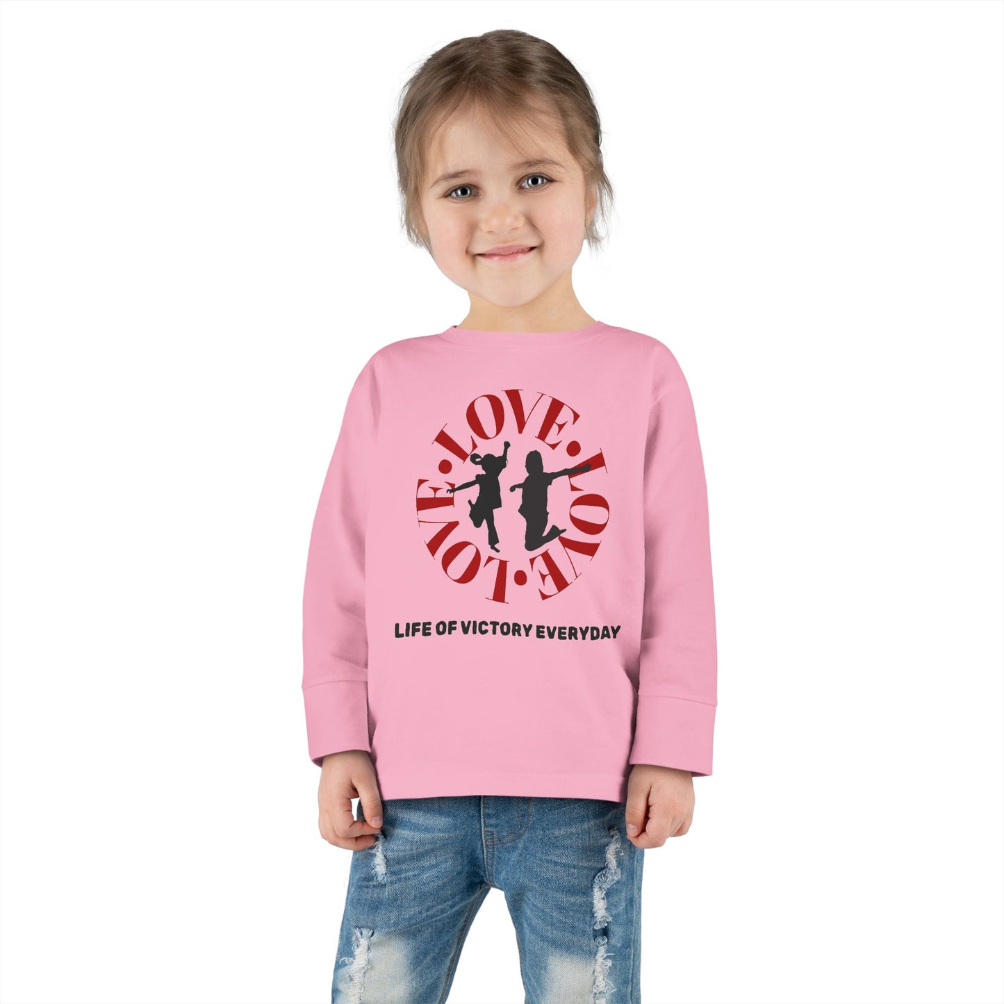 Toddler Long Sleeve Tee - Love, Life of Victory, Kids Fashion, Cute Gift, Everyday Wear, Toddler Apparel, Playtime Shirt