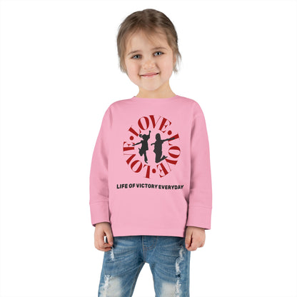 Toddler Long Sleeve Tee - Love, Life of Victory, Kids Fashion, Cute Gift, Everyday Wear, Toddler Apparel, Playtime Shirt