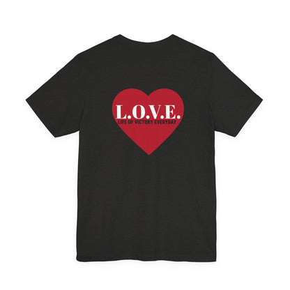 Mothers Tee — "Clothed in Love, Walking in Victory" (Proverbs 31) with L.O.V.E. Heart