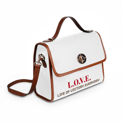 Canvas Bag — L.O.V.E. "Clothed in Love, Walking in Victory" Inspirational Waterproof Tote