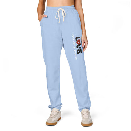 Garment-Dyed Fleece Sweatpants with 'Love' Design, Cozy Lounge Pants, Perfect Gift for Valentine's Day, Relaxed Fit Sweatpants, [...]