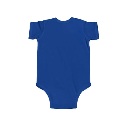 Infant Bodysuit - Blue 'LOVE' Circular Logo Long Sleeve Baby Onesie