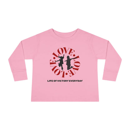 Toddler Long Sleeve Tee - Love, Life of Victory, Kids Fashion, Cute Gift, Everyday Wear, Toddler Apparel, Playtime Shirt