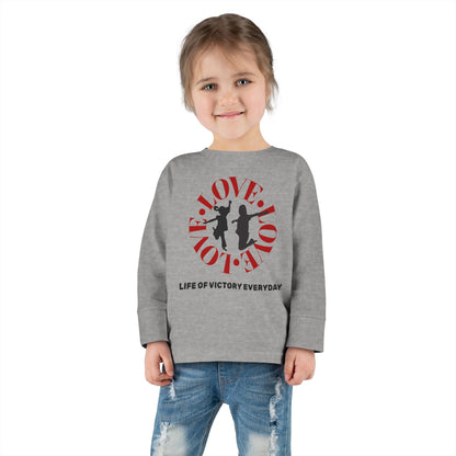 Toddler Long Sleeve Tee - Love, Life of Victory, Kids Fashion, Cute Gift, Everyday Wear, Toddler Apparel, Playtime Shirt